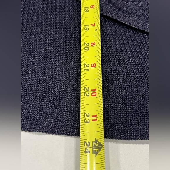 Eileen Fisher Sweater Large Navy Blue Pullover V Neck Rib Knit Casual - Picture 6 of 8